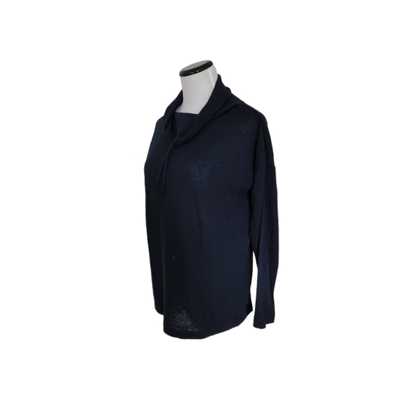 Talbots Light Wool Blend Funnel neck Sweater Navy - MP - Picture 3 of 8